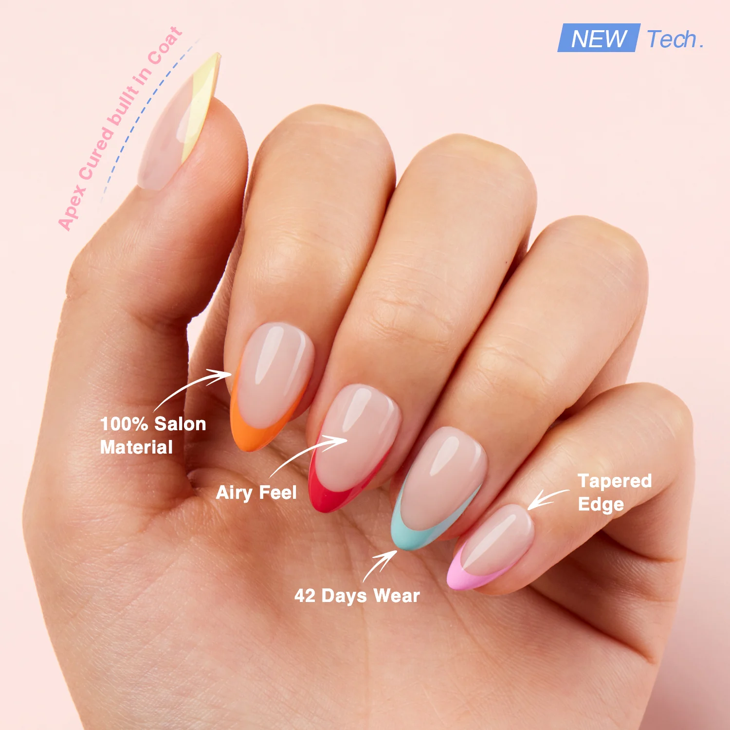 🌈 Color Pop French Tips – Mini UV Press-On Set - Image 12