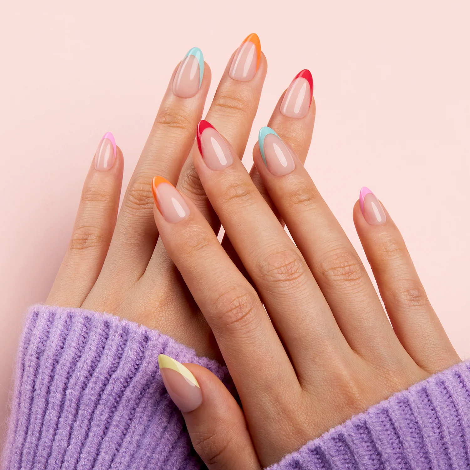 🌈 Color Pop French Tips – Mini UV Press-On Set - Image 14