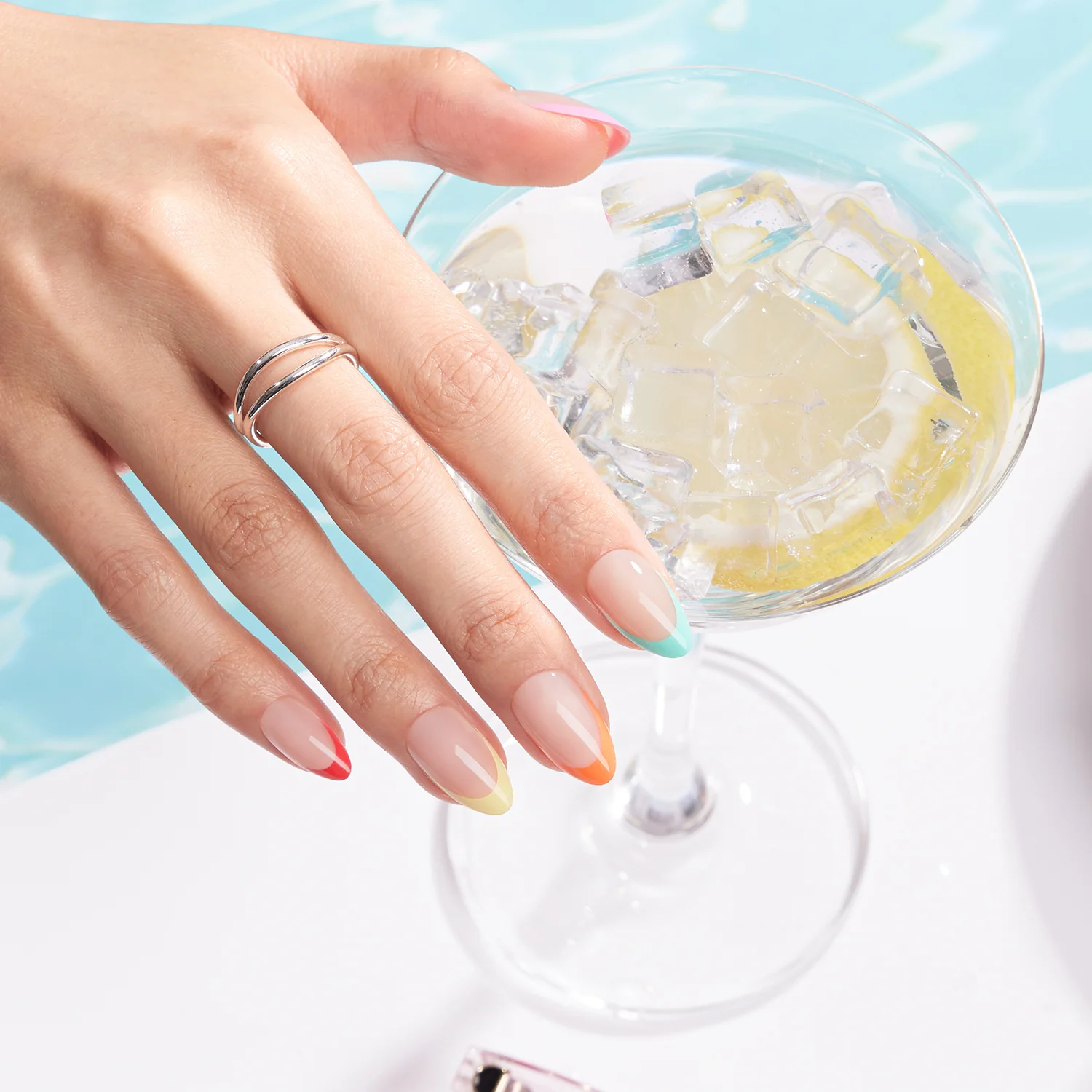 🌈 Color Pop French Tips – Mini UV Press-On Set - Image 3