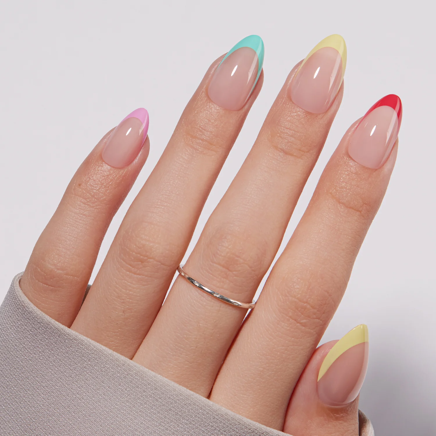 🌈 Color Pop French Tips – Mini UV Press-On Set - Image 6